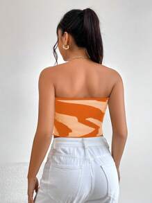 SHEIN Essnce Khối màu Mùa vụ Ống Knit ngọn - trái cam - Xem 2