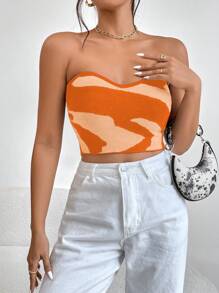 SHEIN Essnce Khối màu Mùa vụ Ống Knit ngọn - trái cam - Xem 3