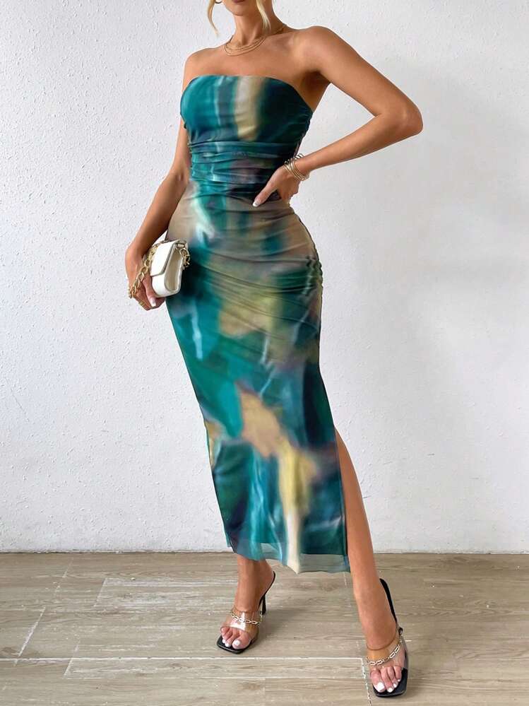 tie dye bodycon dress strapless Willow
