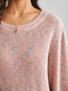 SHEIN Frenchy Space Dye Lantern Sleeve Sweater Winter - Multicolor - View 7