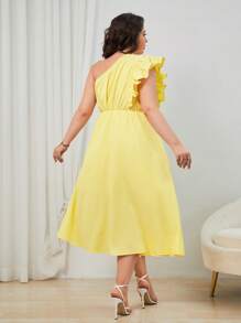 SHEIN Privé Talla grande Vestido de un hombro ribete con fruncido