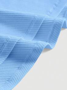 SHEIN MOD 素色單肩短款上衣 - 淺藍色 - 查看 3