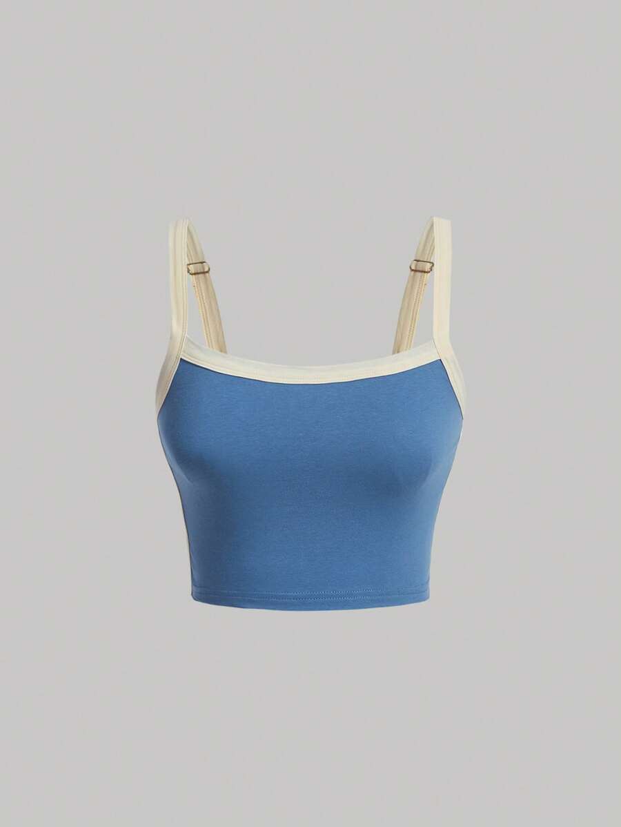 SHEIN MOD Contrast Binding Cami Top - Dusty Blue - View 1