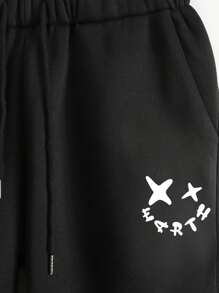 EURMUSE Men Letter Graphic Sweatshirt & Sweatpants - Black - View 4