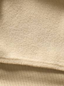 EURMUSE Men Letter Patched Drop Shoulder Sweatshirt - Apricot - View 6