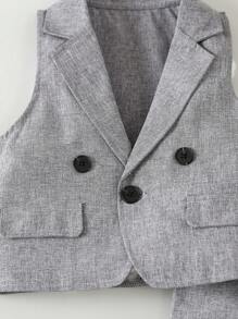 2入組男嬰紳士套裝背心和長款長褲套裝 - 灰色 - 查看 3