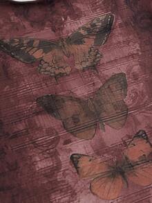 ROMWE Fairycore In bướm Lưới Áo - Rỉ Nâu - Xem 3