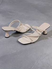Sandales à talons hauts à bride minimaliste et bout ouvert pour femmes, talon effilé, confortable à porter, nouvelle édition été 2025