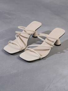 Sandales à talons hauts à bride minimaliste et bout ouvert pour femmes, talon effilé, confortable à porter, nouvelle édition été 2025