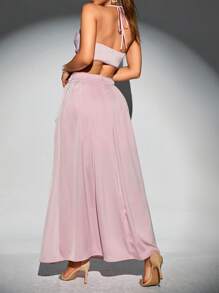 Breezaya Solid Crop Halter Top & Skirt - Baby Pink - View 2