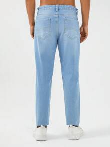 RueChic Men Ripped Straight Leg Jeans - Light Wash - View 2