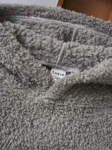 SHEIN Leap Crew Young Boy 2pcs Letter Patched Detail Teddy Sweatshirt - Multicolor - View 6