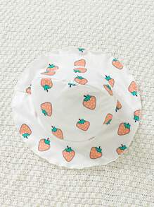 SHEIN Baby Girl Strawberry Print Cami Romper - White - View 3