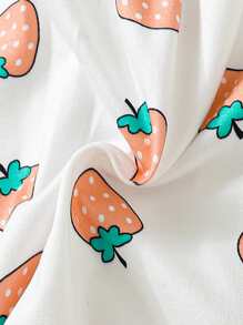 SHEIN Baby Girl Strawberry Print Cami Romper - White - View 7