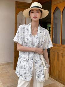 DAZY 全身印花翻领西装外套，商务正装，复活节 - 白色 - 查看 4