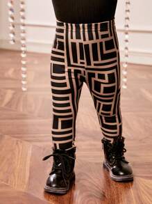 SHEIN Baby Girl Casual Streetwear Stretchy Printed Leggings - Multicolor - View 3