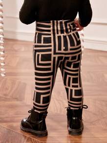 SHEIN Baby Girl Casual Streetwear Stretchy Printed Leggings - Multicolor - View 2