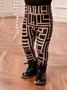 SHEIN Baby Girl Casual Streetwear Stretchy Printed Leggings - Multicolor - View 6