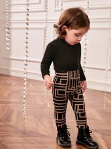 SHEIN Baby Girl Casual Streetwear Stretchy Printed Leggings - Multicolor - View 4