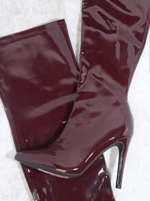 SHUZIA Faux Patent Leather Over-the-Knee Boots - Maroon - View 4