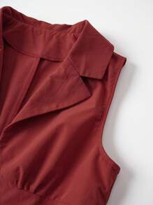 SHEIN Unity Lapel Neck Lace Up Front Vest Blazer & Pants - Rust Brown - View 5