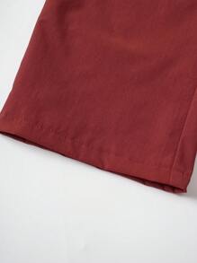 SHEIN Unity Lapel Neck Lace Up Front Vest Blazer & Pants - Rust Brown - View 7