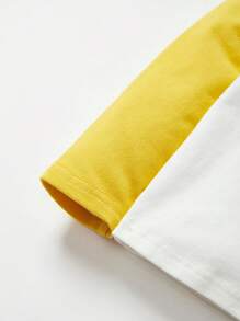 Cozy Pixies Baby Jungen T-Shirt mit Farbblock, Buchstabe & Dinosaurier Muster, Kontrast Raglanärmeln, - Weiss - Übersicht 6