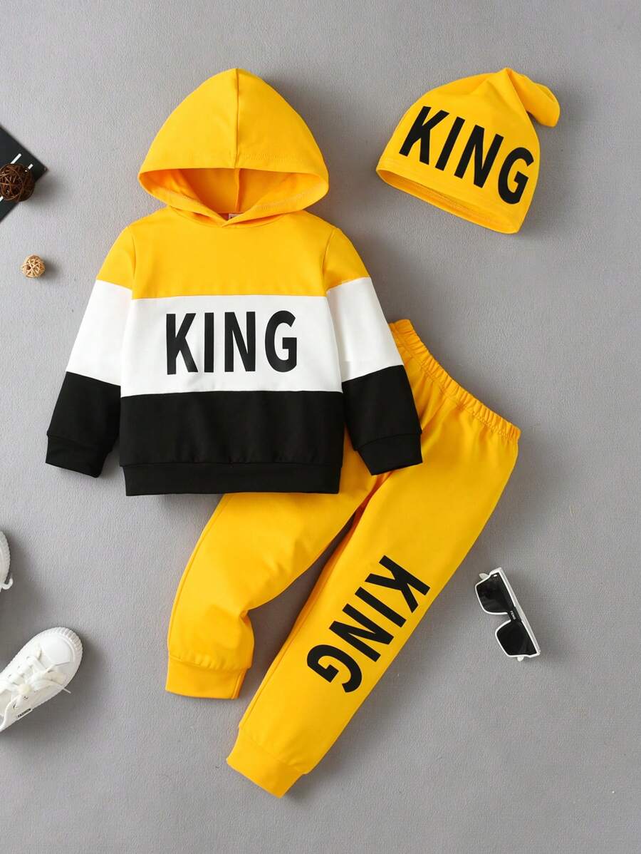 Chico joven 2 piezas/set Gorra de moda de color combinado con para otoño - Multicolor - Ver 1