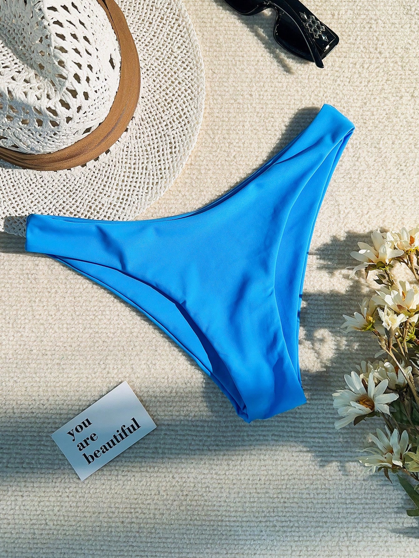 SHEIN Swim Basics Plain High Cut Bikini Bottom SHEIN USA