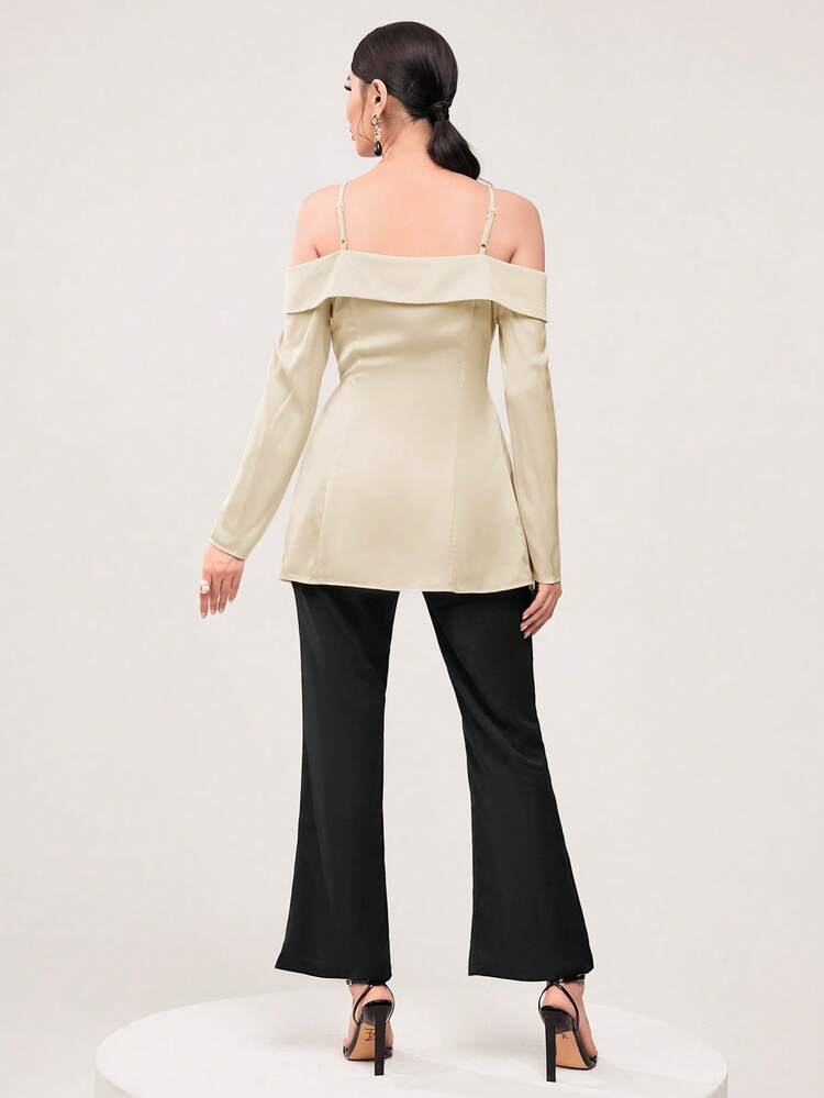 Cold Shoulder Blouse & Flare Leg Pants