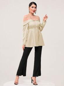 Modelyn Cold Shoulder Blouse & Flare Leg Pants - Black and White - View 3