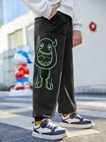 SHEIN 男大童卡通圖案衛褲