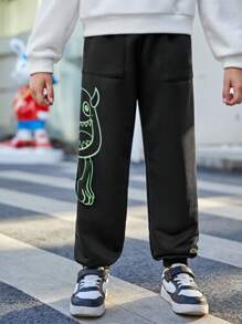 SHEIN 男大童卡通圖案衛褲