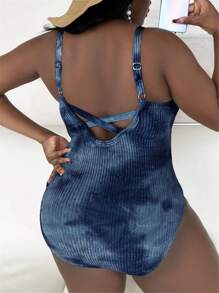 SHEIN Swim Curve Plus Size One-Pieces Tie Dye Casual - Biru - View 2