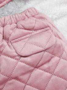SHEIN Baby Girl Button Front Quilted Jacket & Skirt & Hat