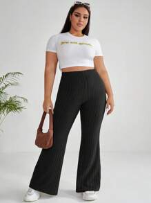 CovetEZ Cộng với quần ống loe màu đen - màu đen - Xem 5