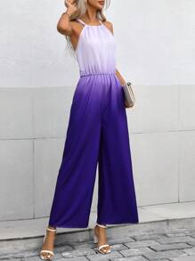 SHEIN Clasi 漸層闊腿繞頸連體褲 - 紫色 - 查看 6