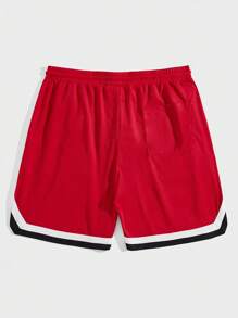 Manfinity VCAY Nam Đồ họa Chữ cái Viền tương phản Eo dây rút Quần short - Đỏ - Xem 2
