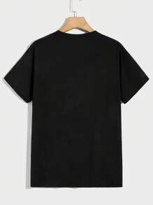 Manfinity NXTstreet 男士花卉圖案&日文字元圖案T恤 - 黑色 - 查看 2