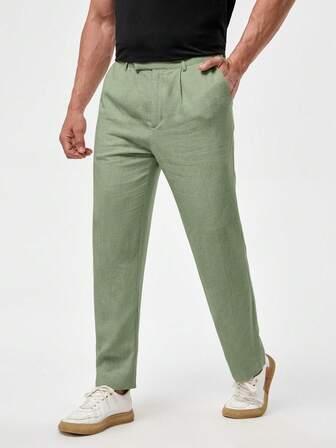 GENTILAND Herr Lutande Ficka Enfärgat Kostymbyxor