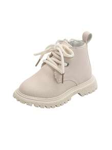 Kids' Combat Boots In Pu Leather For Boys And Girls - Beige - View 6