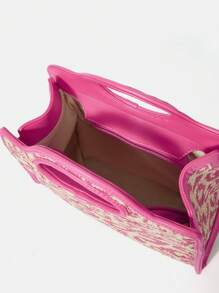 SHEIN SXY Đóng sách tương phản đồ họa túi Satchel trung bình - Nhiều màu - Xem 4