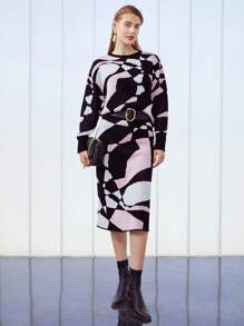 MOTF PREMIUM WOOL-BLEND ABSTRACT KNIT SKIRT - Multicolor - View 7