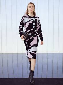 MOTF PREMIUM WOOL-BLEND ABSTRACT KNIT SKIRT - Multicolor - View 9