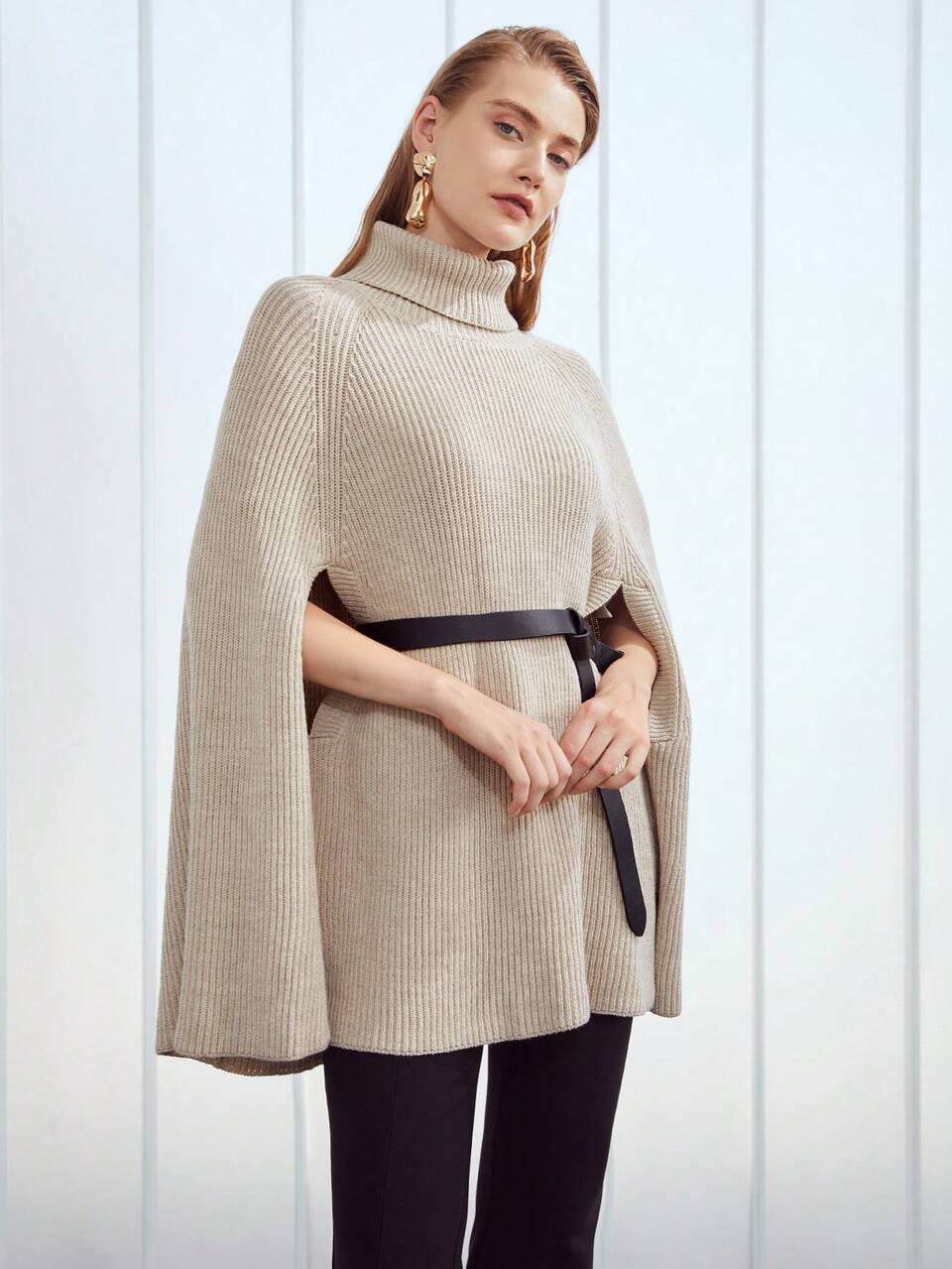 MOTF WOOL-BLEND CAPE WITHOUT BELT