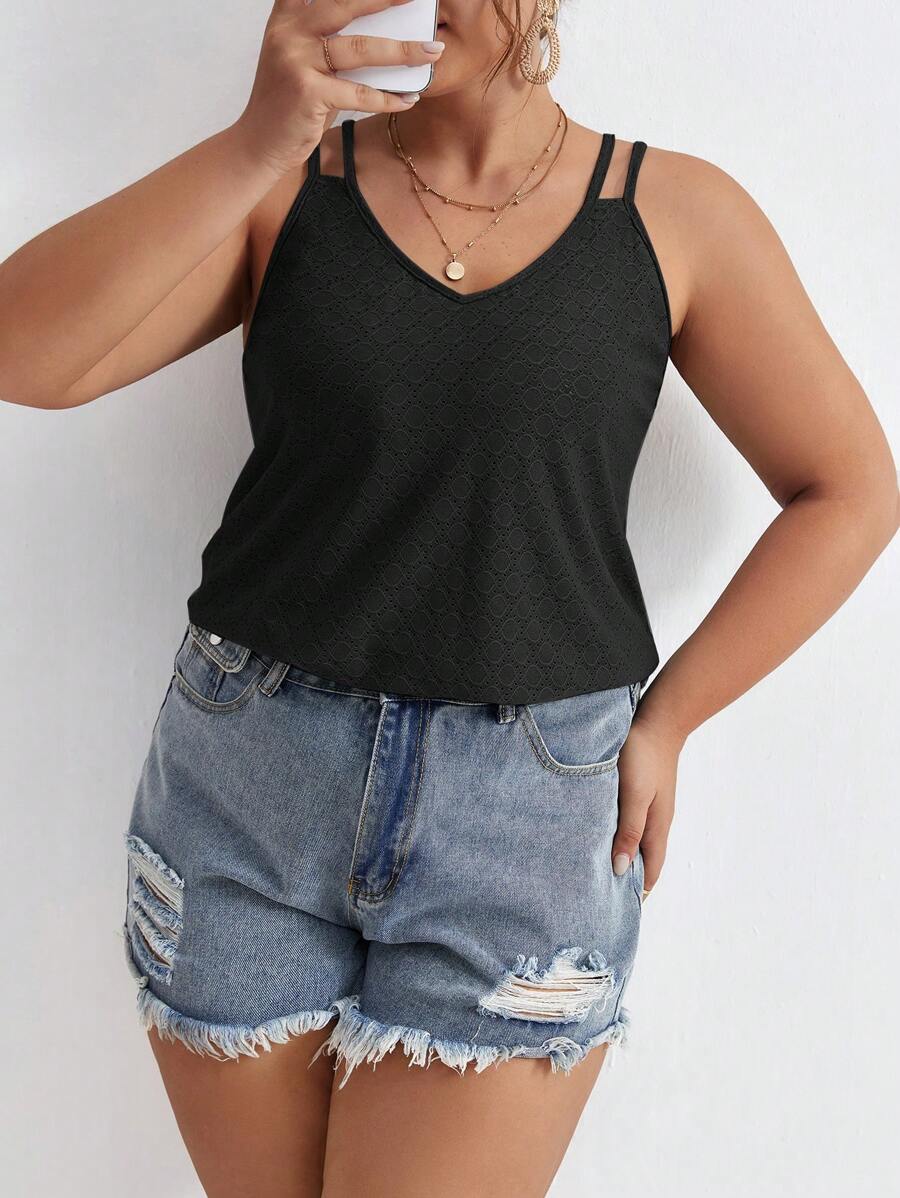 SHEIN Frenchy Hơn Chất rắn Cami ngọn - màu đen - Xem 1