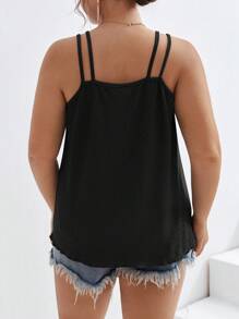 SHEIN Frenchy Hơn Chất rắn Cami ngọn - màu đen - Xem 2