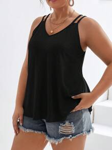 SHEIN Frenchy Hơn Chất rắn Cami ngọn - màu đen - Xem 6