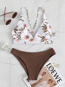 Tropical Print Bikini Set For Summer Beach - Multicolor - View 4