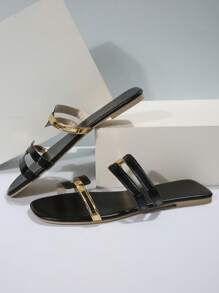 New Flat Bottom Flat Heel Women Fashionable Casual Sandals, Comfortable Slippers, Spring/Summer - Black - View 4